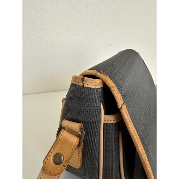 Louvier Flap Crossbody Bag Leather Gray Brown Vintage Mixed Media Adjustable - Picture 10 of 13